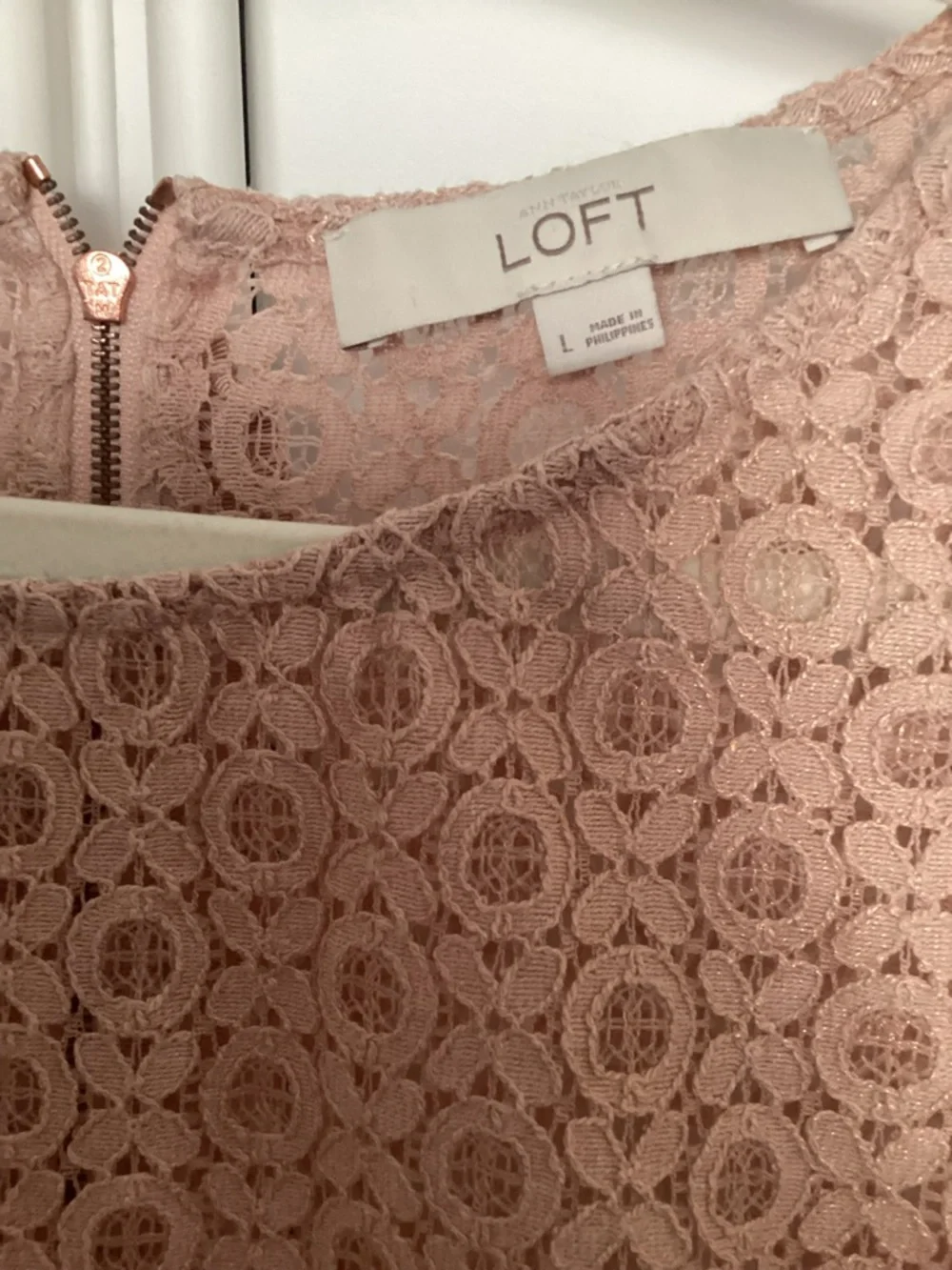 LOFT Dusty Rose Lace Cap-Sleeve Blouse - Picture 3 of 7